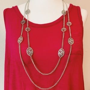Beautiful Double Chain Silver Necklace